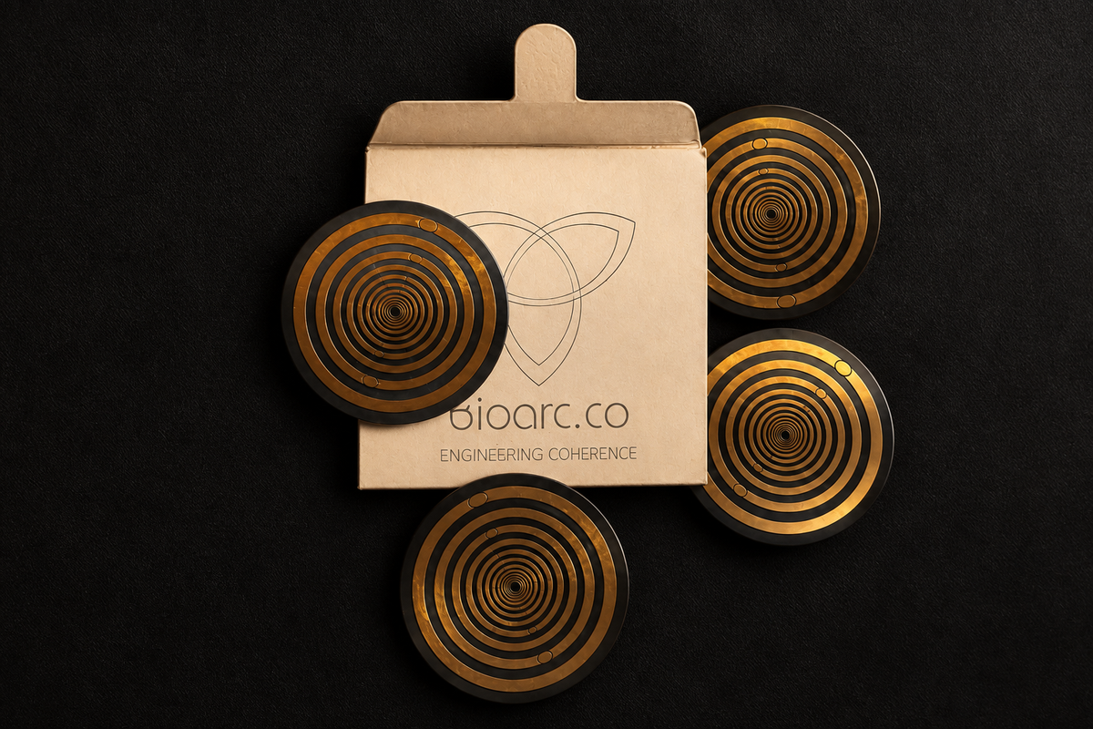 BIO ARC HARMONIZER, STICKER (45mm), EMF HARMONIZATION, Copper gold-plated, packet 4 units