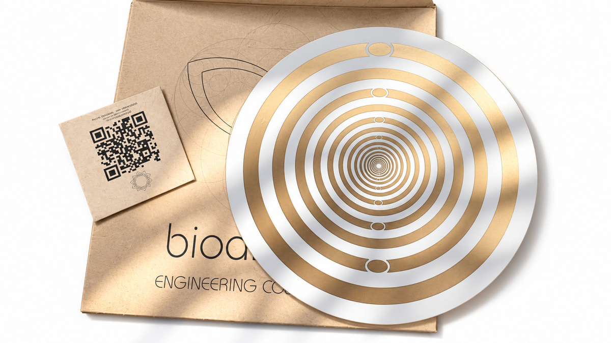 BIO ARC HARMONIZER DISC (180mm) white, EMF HARMONIZATION, Copper gold-plated