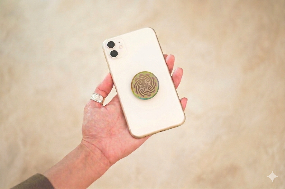 SPIRAL FRACTAL ANTENNA, EMF HARMONIZATION, (Sticker 40mm) Copper gold-plated, packet of 2 units.